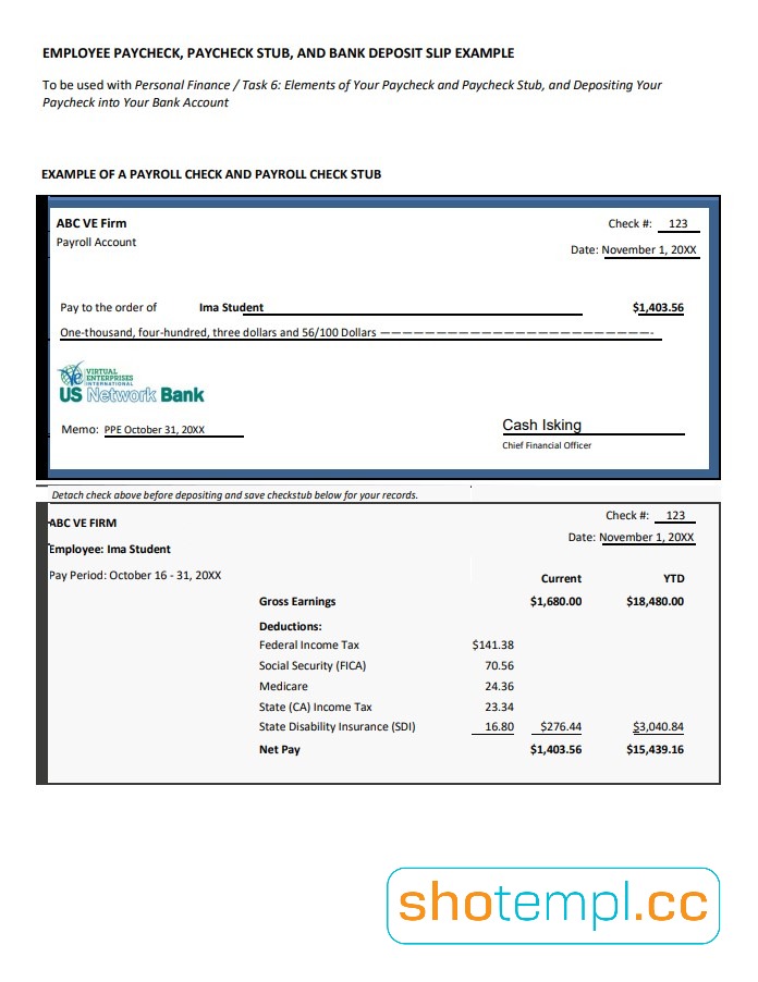 Employee Pay Stub Template